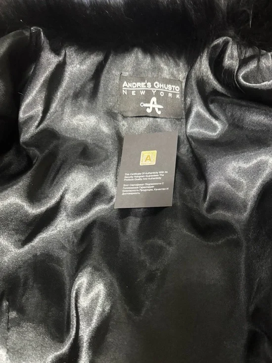 Black Genuine Raccoon Fur Trim Quilted-Sleeve Leather Jacket for Women - Picture 4 of 4